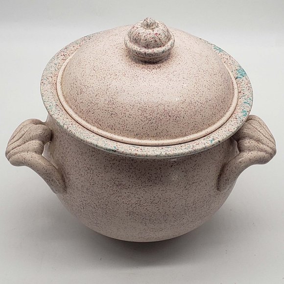 Rose Studio Art Pottery Mauve Agate Color Glazed Heavy Pot Dish w/ Lid. Measure - Picture 3 of 6